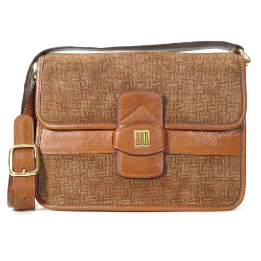 Lanvin 幾何学模様スエード アコーディオンショルダー（茶）