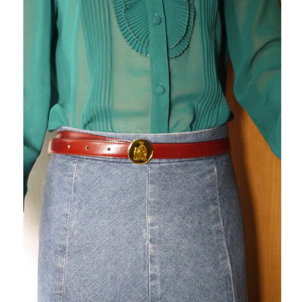 LANVIN ロゴバックル リバーシブルベルト（ボルドー/黒）