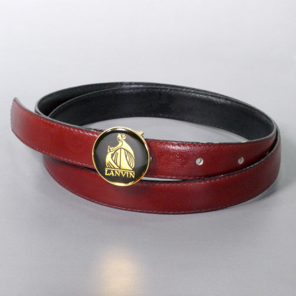 LANVIN ロゴバックル リバーシブルベルト（ボルドー/黒）
