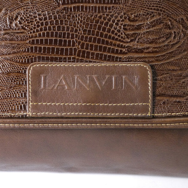 Lanvin 総革エキゾチックデザインショルダー（茶）