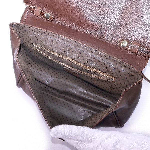 Lanvin 総革エキゾチックデザインショルダー（茶）