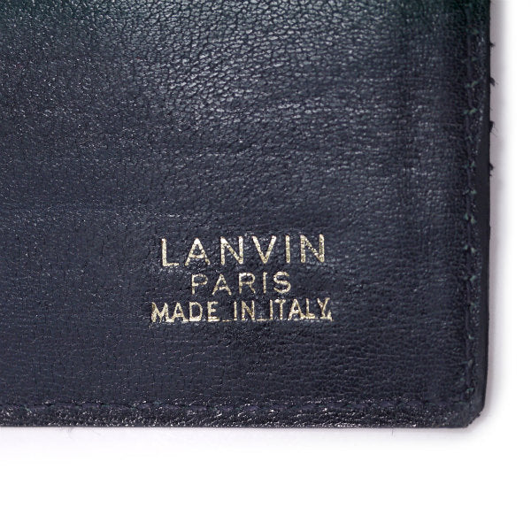 Lanvin ロゴ チェック柄スエード長財布（紺）