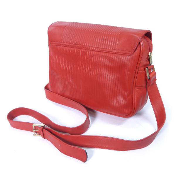 Lanvin 総革ライン柄スクエアショルダー（赤）