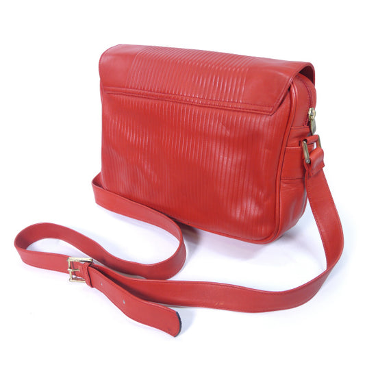 Lanvin 総革ライン柄スクエアショルダー（赤）