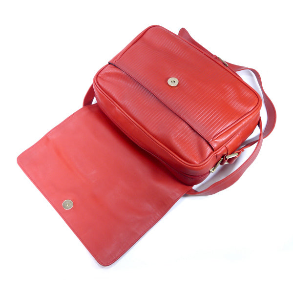 Lanvin 総革ライン柄スクエアショルダー（赤）