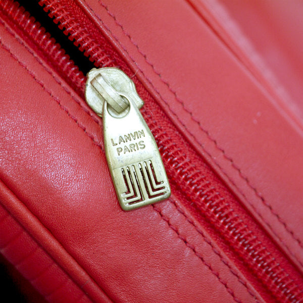 Lanvin 総革ライン柄スクエアショルダー（赤）