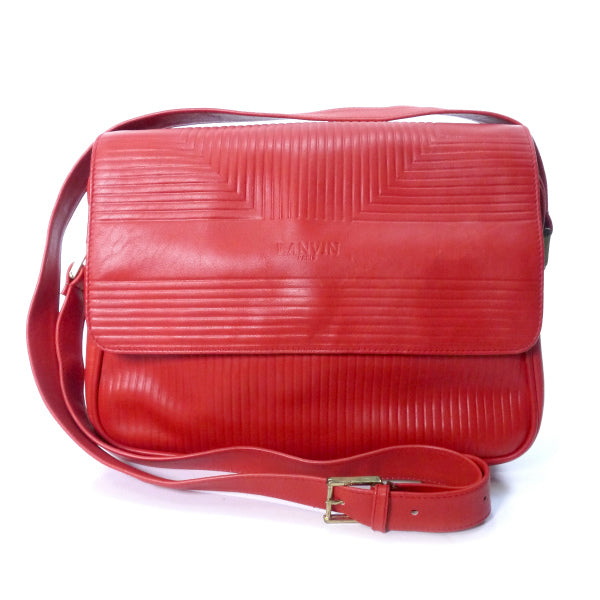 Lanvin 総革ライン柄スクエアショルダー（赤）