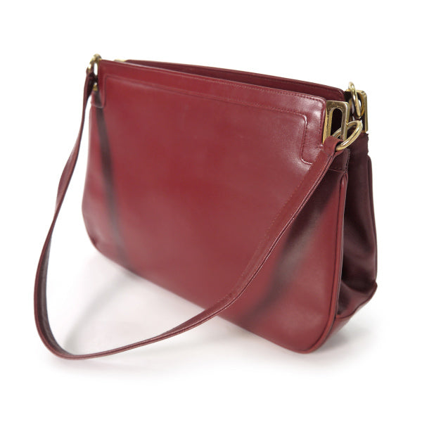 LANVIN　総革がま口ハンドバッグ（ボルドー）