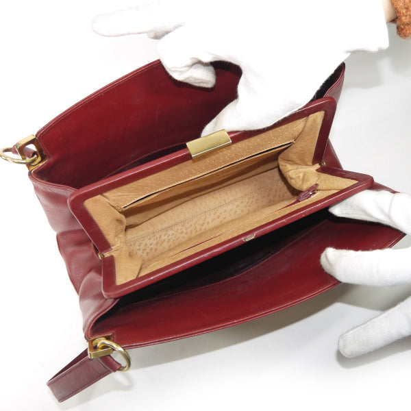 LANVIN　総革がま口ハンドバッグ（ボルドー）