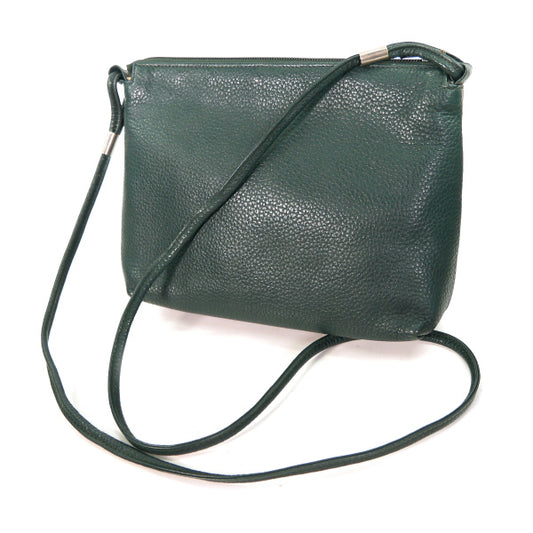 Lanvin ブロックチェック総革ショルダー（キャメル×グリーン）