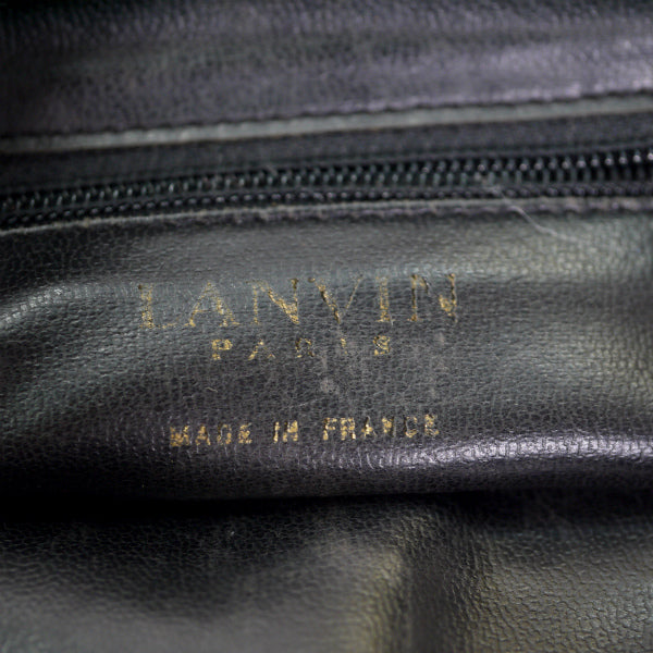 Lanvin ブロックチェック総革ショルダー（キャメル×グリーン）