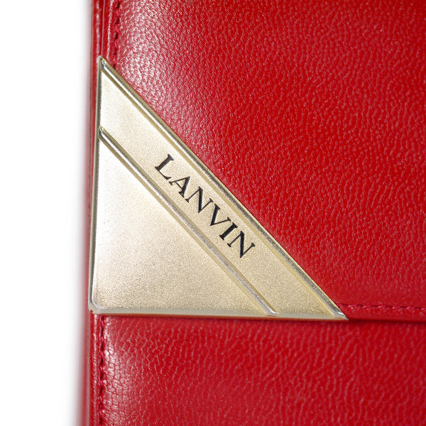 Lanvin 総革ショルダー付きハンドバッグ（赤）