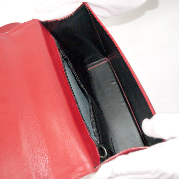 Lanvin 総革ショルダー付きハンドバッグ（赤）