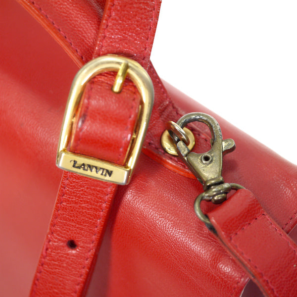 Lanvin 総革ショルダー付きハンドバッグ（赤）