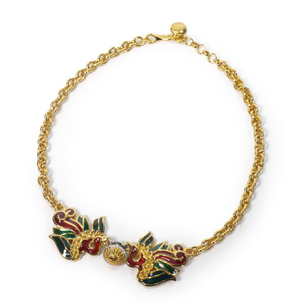 LANVIN　バード イヤリング&ネックレス　セット（ゴールド×赤×緑）