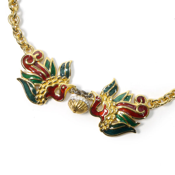 LANVIN　バード イヤリング&ネックレス　セット（ゴールド×赤×緑）