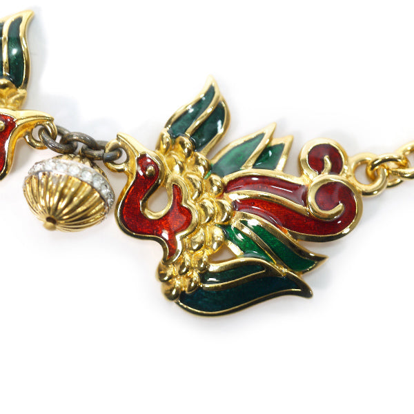 LANVIN バード イヤリング&ネックレス セット（ゴールド×赤×緑