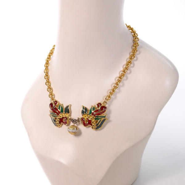 LANVIN　バード イヤリング&ネックレス　セット（ゴールド×赤×緑）