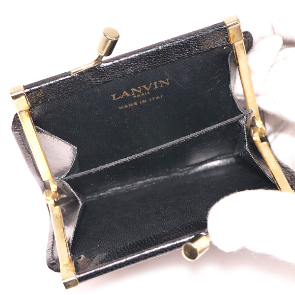 LANVIN ロゴ金具がま口コインケース(黒)