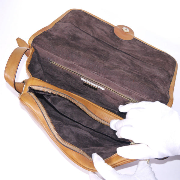 Lanvin ロゴプレート総革ショルダー（キャメル）