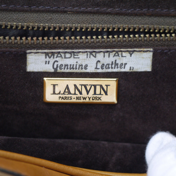 Lanvin ロゴプレート総革ショルダー（キャメル）