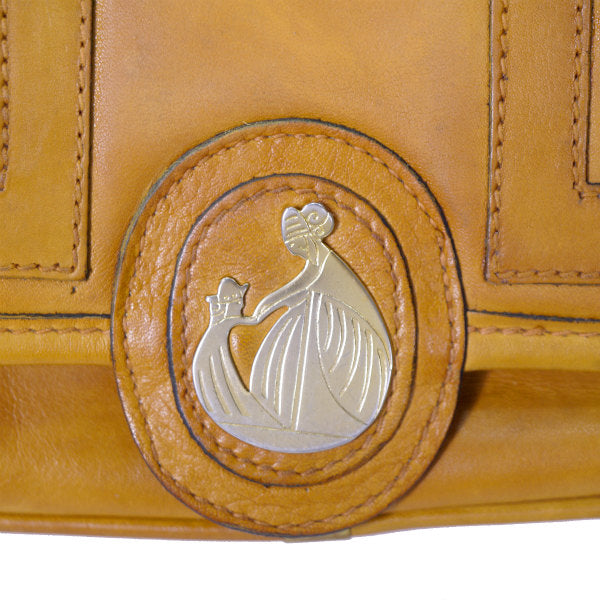 Lanvin ロゴプレート総革ショルダー（キャメル）