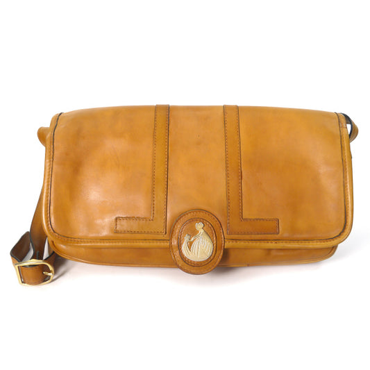 Lanvin ロゴプレート総革ショルダー（キャメル）