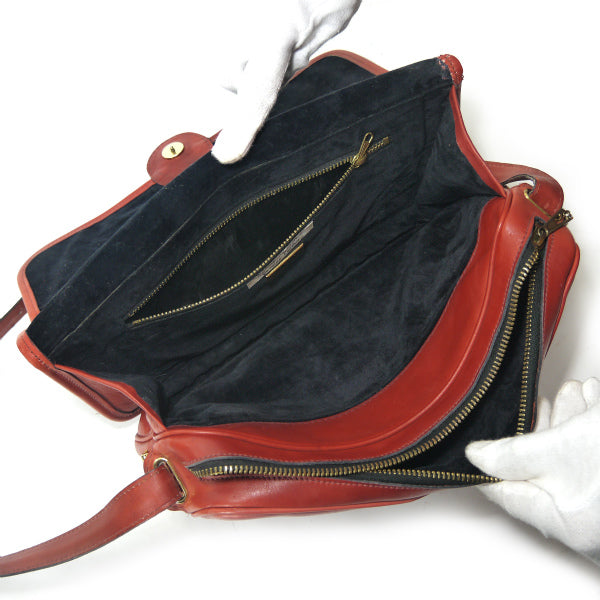 Lanvin ロゴプレート総革ショルダー（赤）