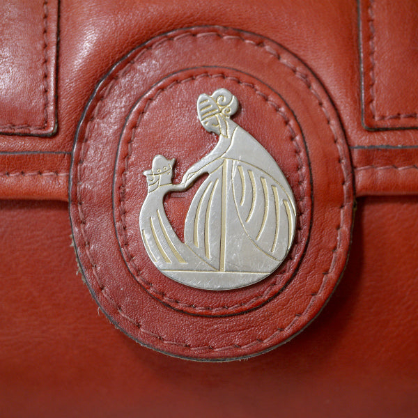 Lanvin ロゴプレート総革ショルダー（赤）