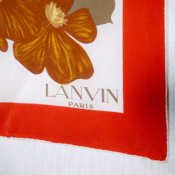 LANVIN フラワー柄 大判スカーフ（赤）