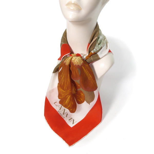 LANVIN フラワー柄 大判スカーフ（赤）