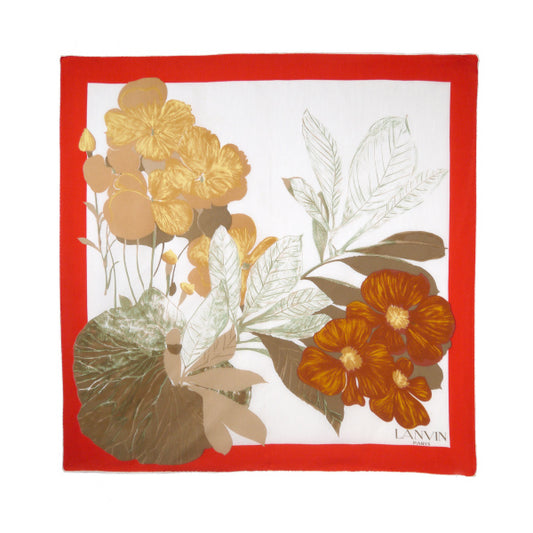 LANVIN フラワー柄 大判スカーフ（赤）