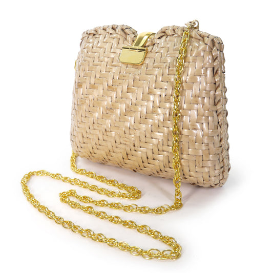 Old Lancel　ストロー チェーンポシェット