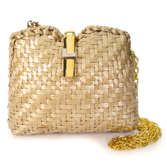 Old Lancel　ストロー チェーンポシェット