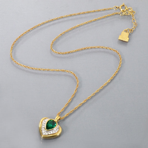 LANVIN グリーンストーン ハートネックレス（ゴールド） – Vintage