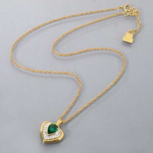 LANVIN　グリーンストーン ハートネックレス（ゴールド）