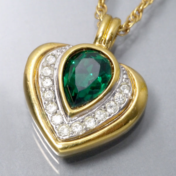 LANVIN　グリーンストーン ハートネックレス（ゴールド）