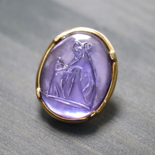 LANVIN　ロゴモチーフ大ぶりイヤリング（クリアパープル）