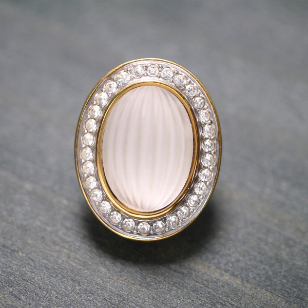 LANVIN　楕円形クリア×ジルコニア イヤリング