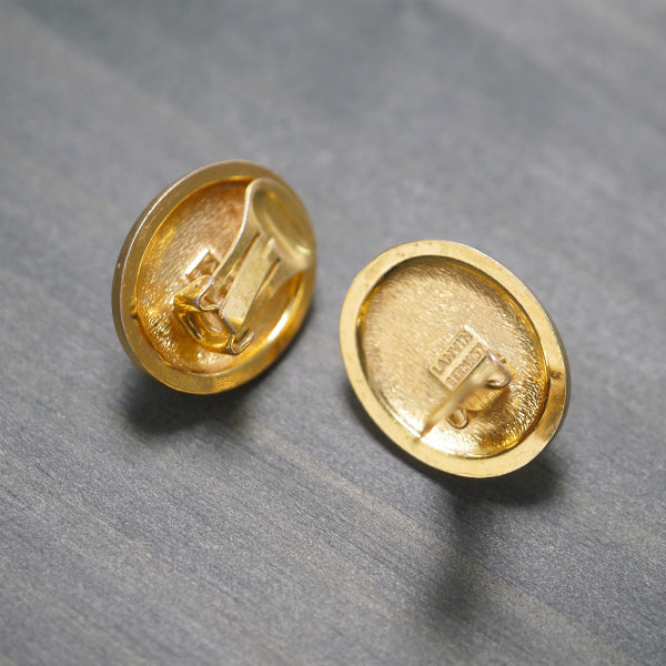 LANVIN　楕円形クリア×ジルコニア イヤリング