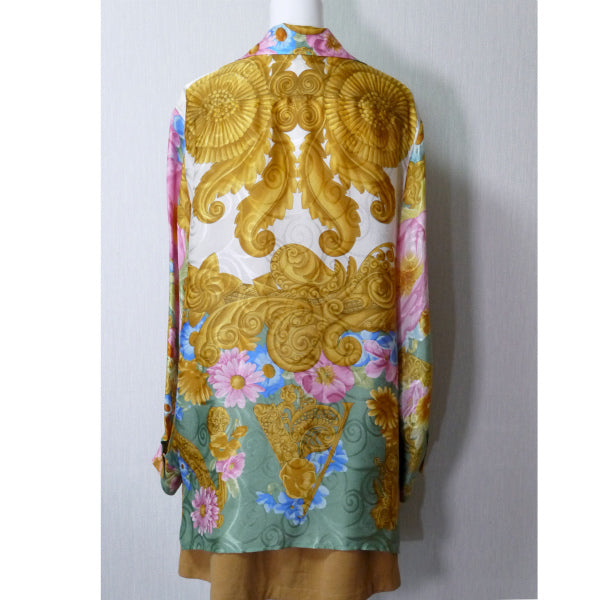 Lanvin スカーフ柄シルクブラウス 長袖