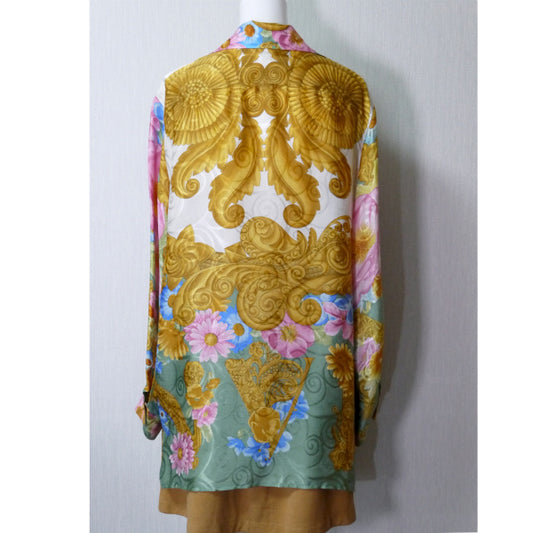 Lanvin スカーフ柄シルクブラウス 長袖