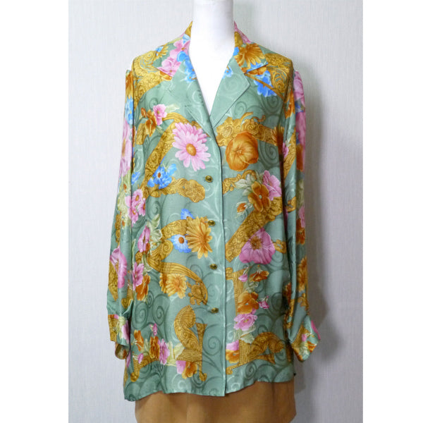 Lanvin スカーフ柄シルクブラウス 長袖