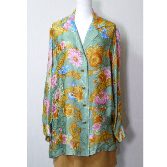 Lanvin スカーフ柄シルクブラウス 長袖