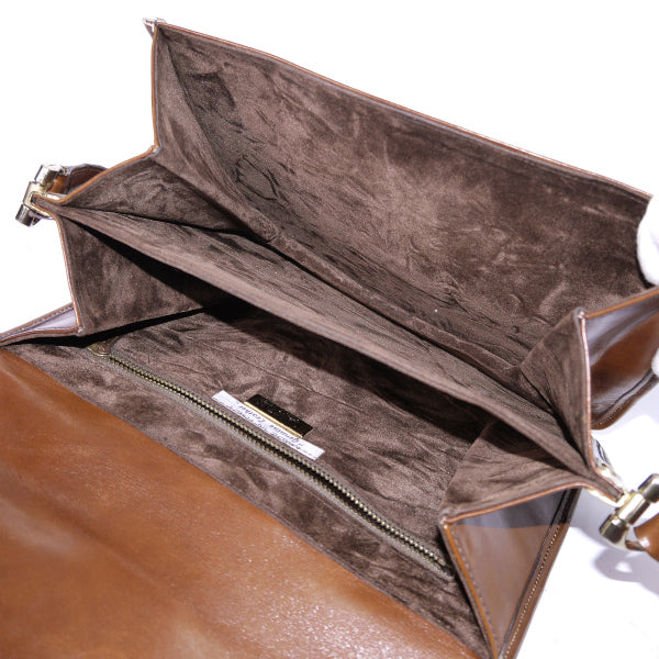 Lanvin アコーディオン総革ショルダーバッグ（飴色）