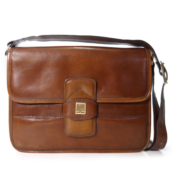 Lanvin アコーディオン総革ショルダーバッグ（飴色）