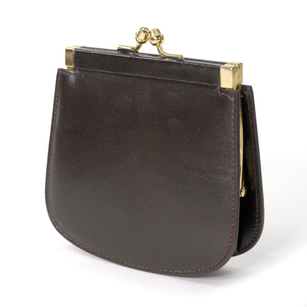 LANVIN ロゴ金具がま口コインケース（濃茶）