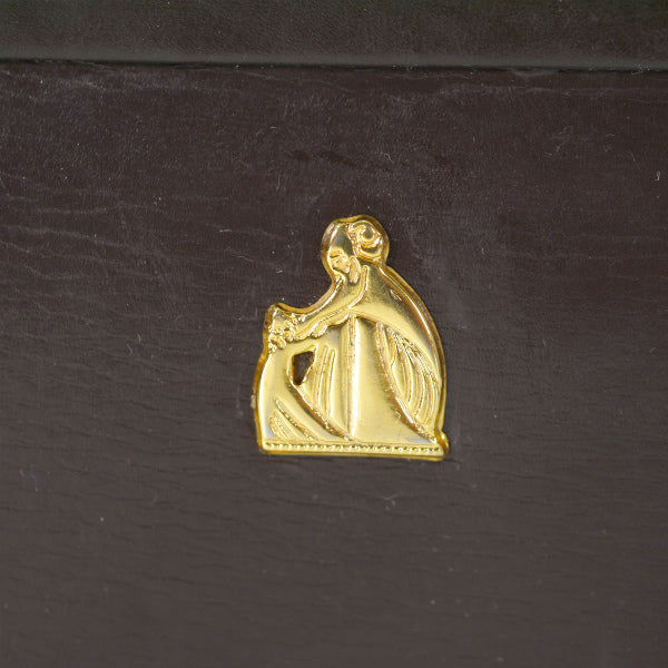 LANVIN ロゴ金具がま口コインケース（濃茶）