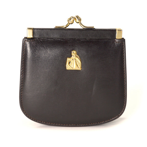 LANVIN ロゴ金具がま口コインケース（濃茶）