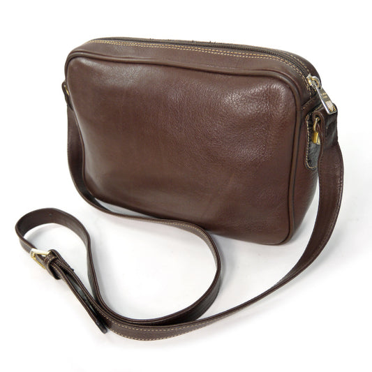 Lanvin 総革×エキゾチックデザインショルダー（茶）